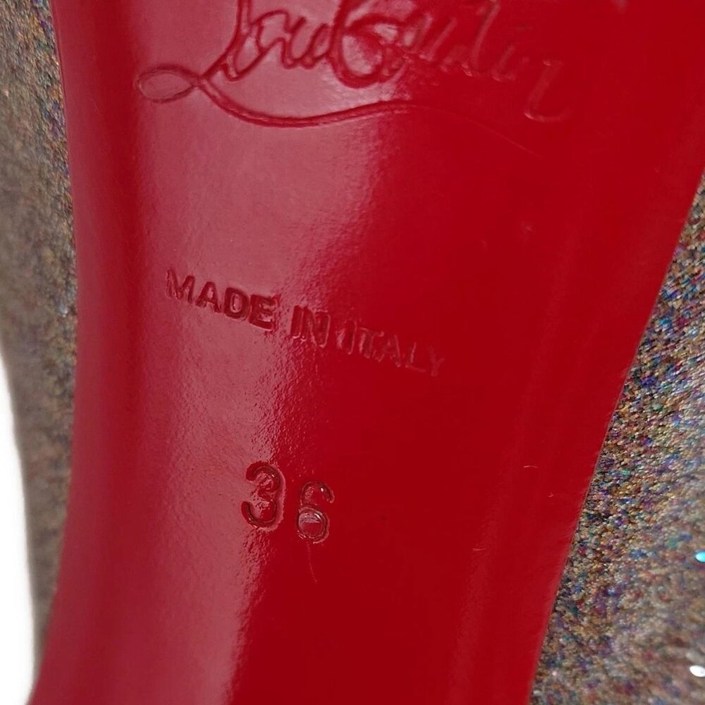 Christian Louboutin Glitter Slingback Peep Toe Heels Pink Stiletto, 36 - Picture 7 of 7